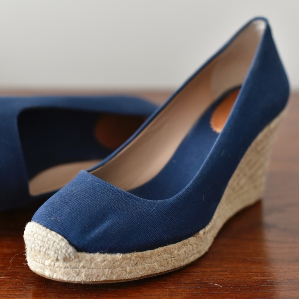 J. Crew Navy Seville Espadrille Wedge